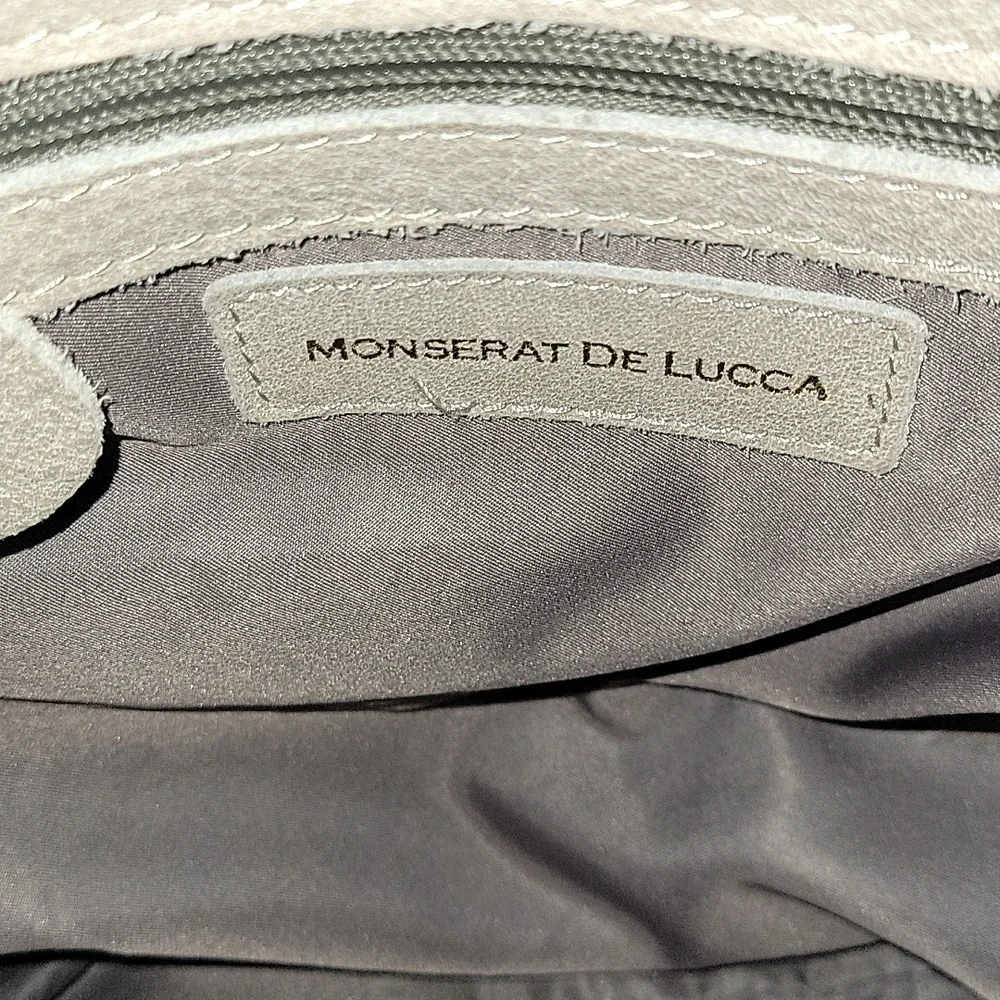 Monserat De Lucca for Anthropologie Gray Leather Tote Shoulder Bag